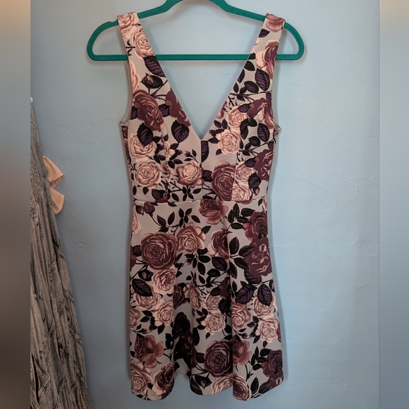 Charlotte Russe Pink and Black V-Neck Sheath Dress - Picture 1 of 5
